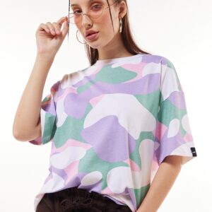 Women's Multicolor Camo Printed Oversized T-shirt